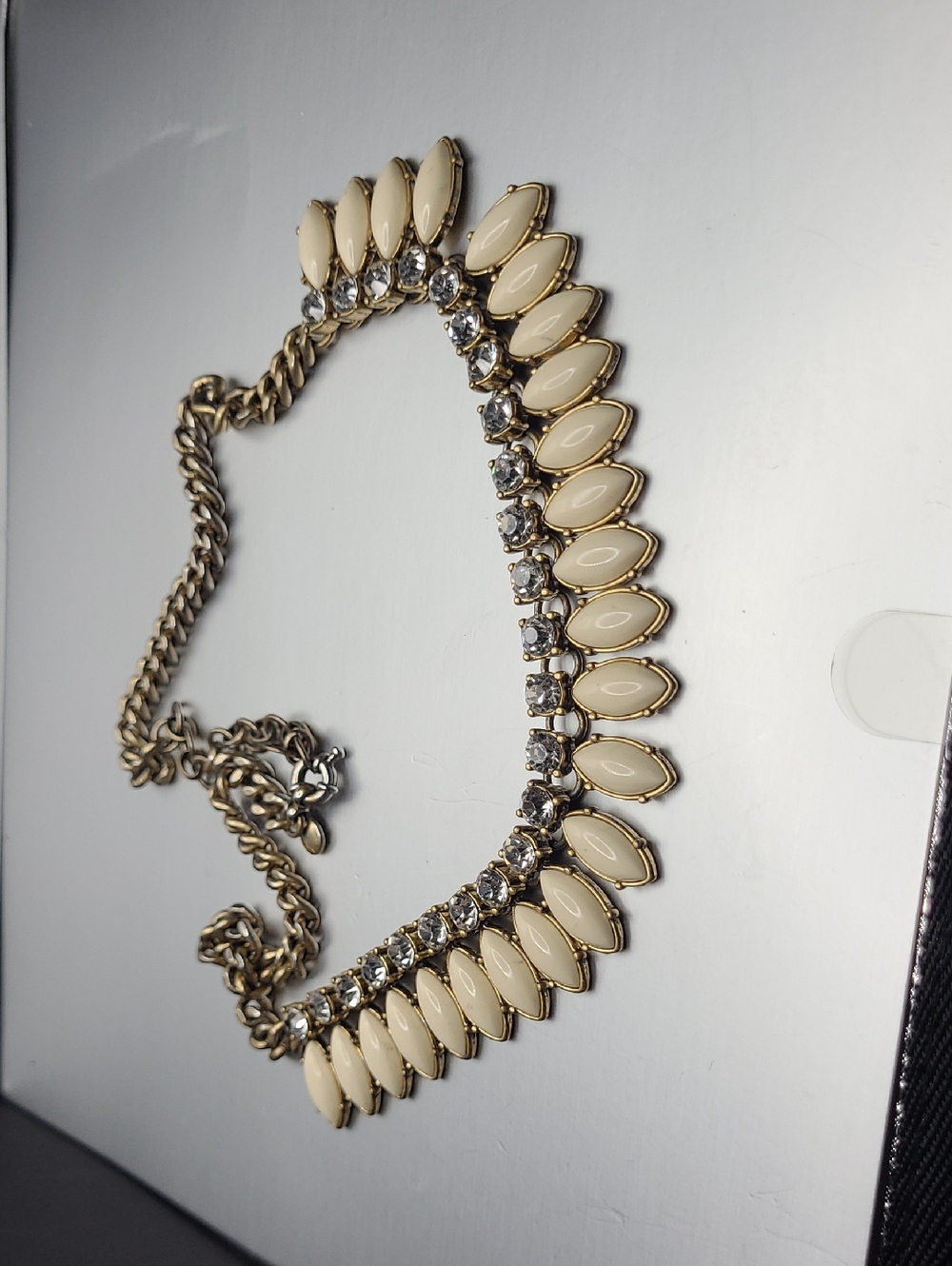 J. CREW Gold-Tone Cream Marquise Statement Necklace - Women Jewelry